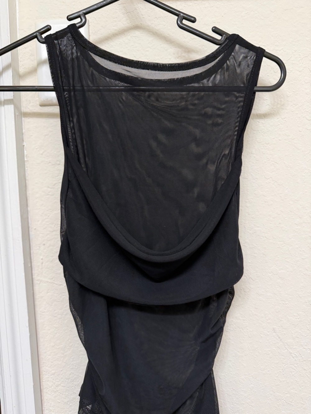 Sheer Black Draped Mesh Tank